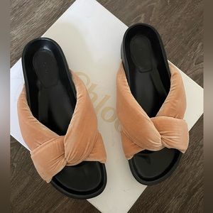 Chloe Velvet Slides